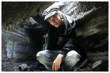 Fran&ccedil;ois Sahy inside the lava tube