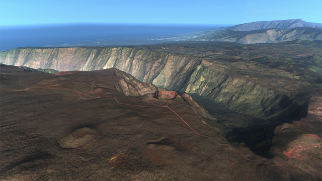 Present-day aerial view of the crater